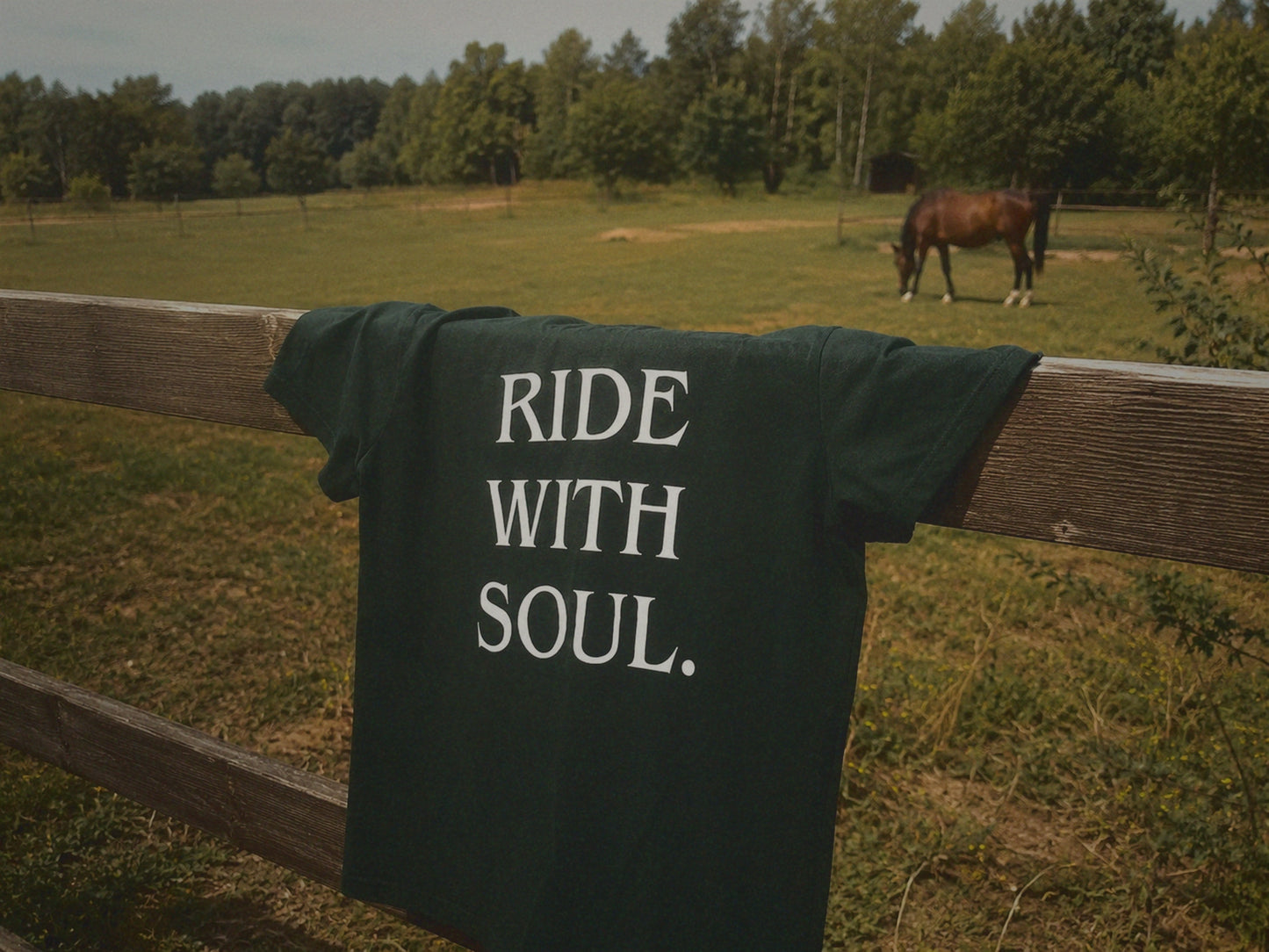T-shirt manches courtes "Ride With Soul", Vert sapin