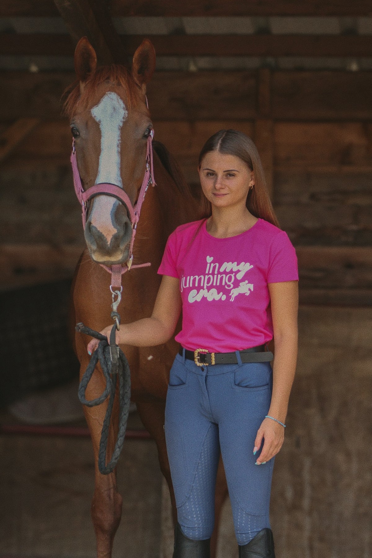 T-shirt manches courtes Rose sorbet "In my jumping era."