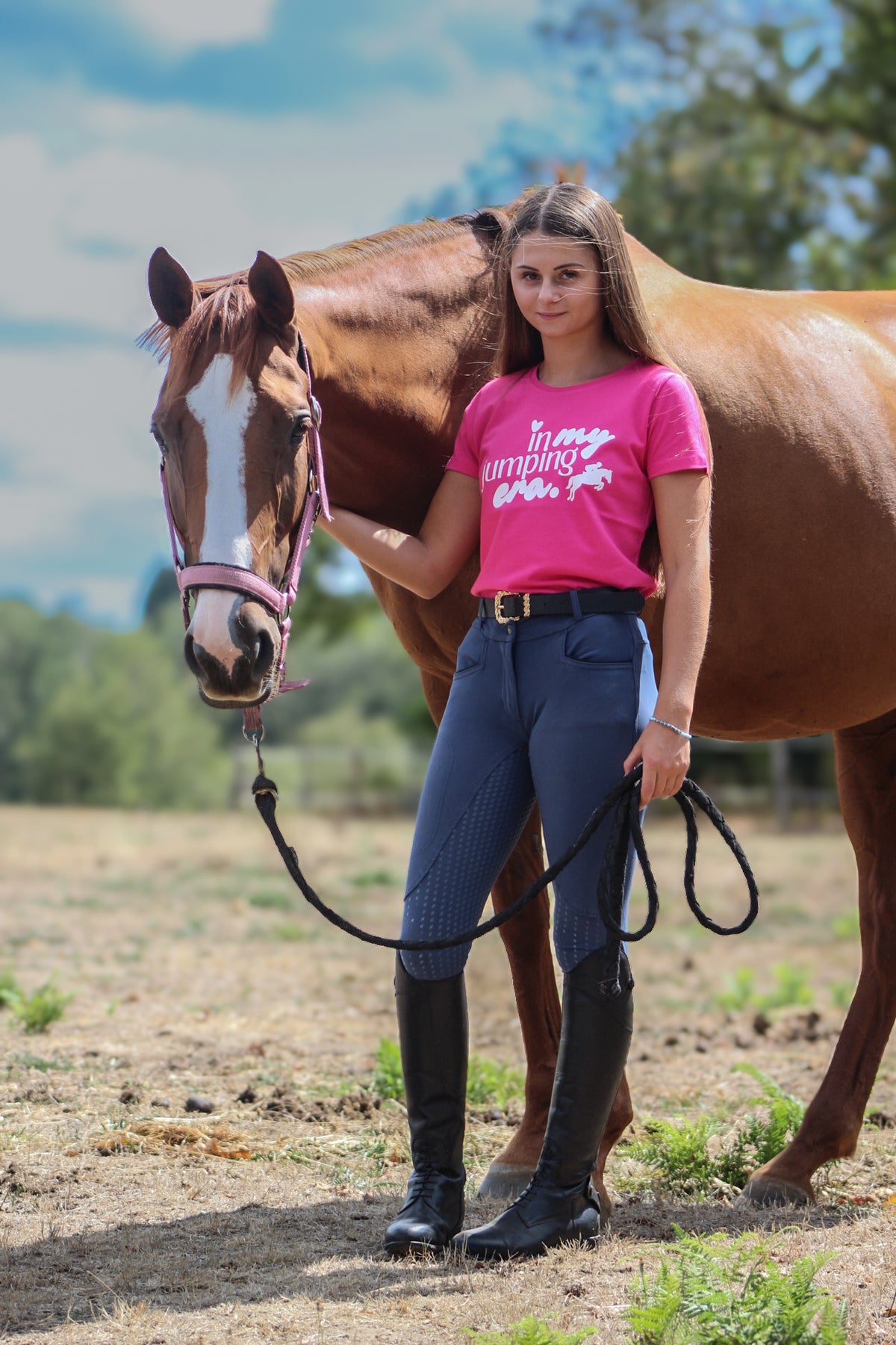 T-shirt manches courtes Rose sorbet "In my jumping era."