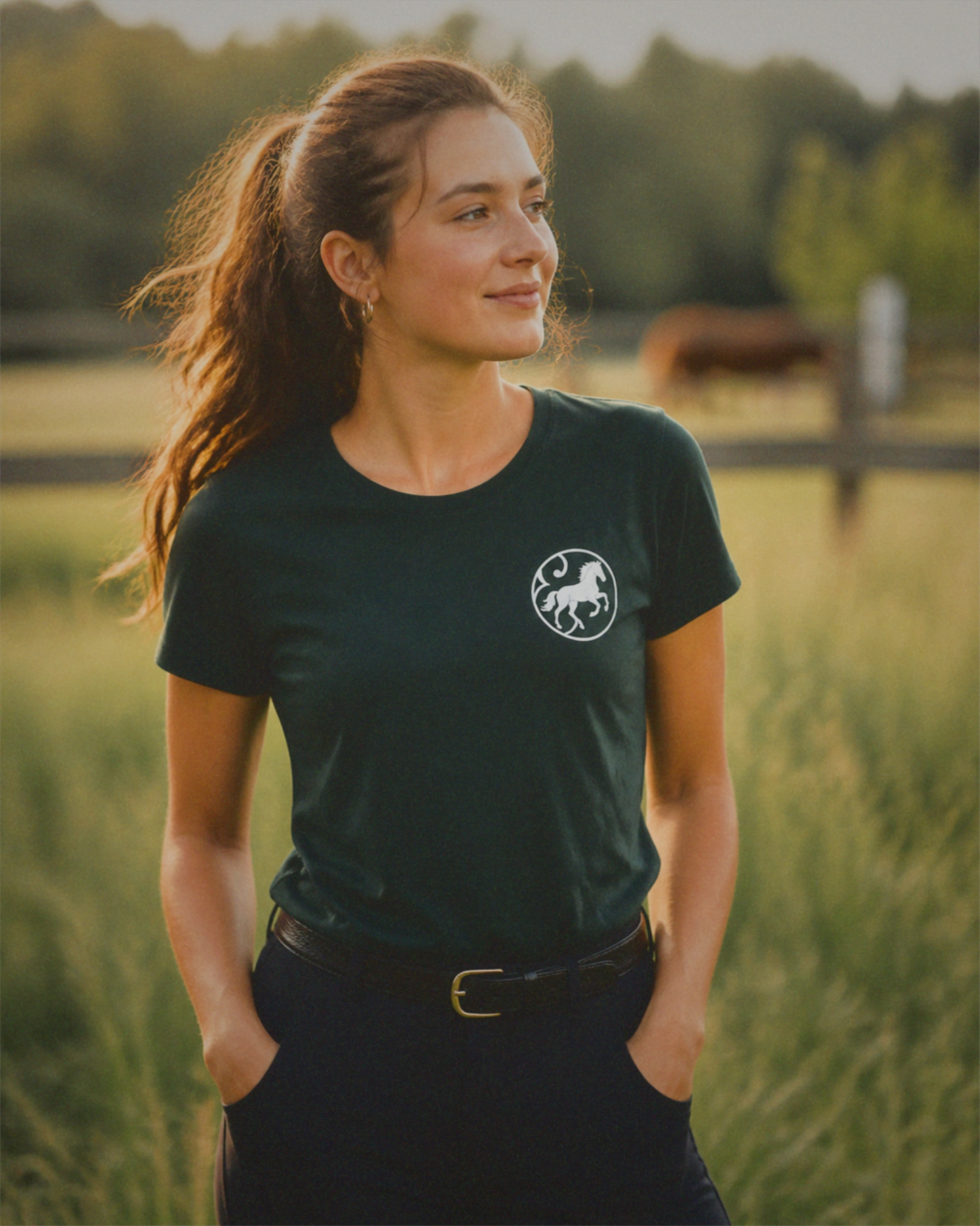 T-shirt manches courtes "Ride With Soul", Vert sapin